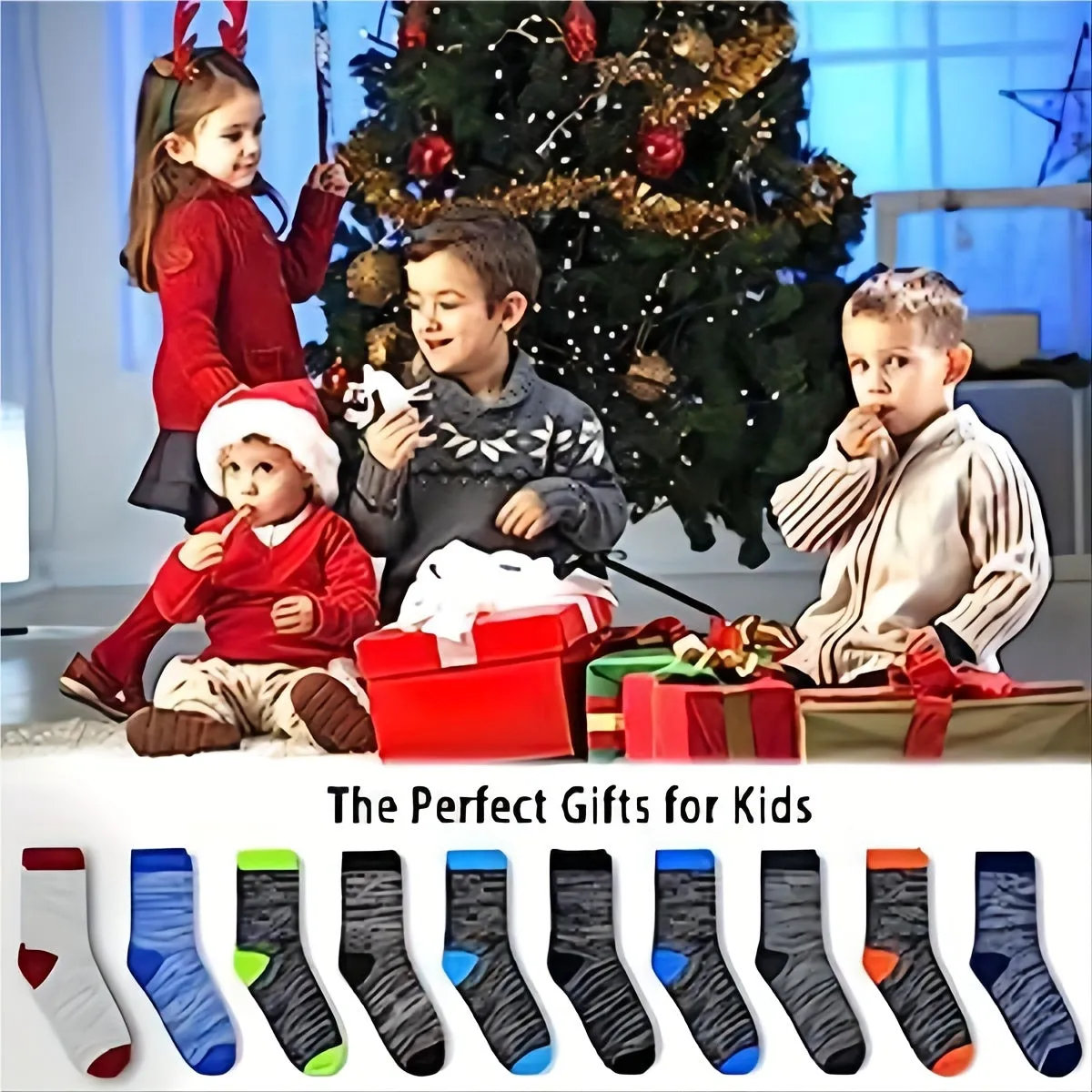 10 Pairs Boys' Warm Knit Socks - Soft, Breathable, Sweat-Absorbing Crew Socks for Fall & Winter"