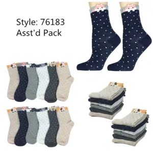 12pack Women's Cute Art Cartoon Colorful Casual Crew Cotton Animal Socks # 76183