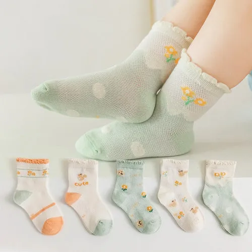 5 Pairs 1 To 12 Years Children's Socks 2022 Spring Summer Baby Boys