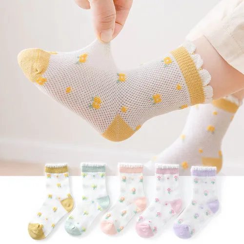 5 Pairs 1 To 12 Years Children's Socks 2022 Spring Summer Baby Boys