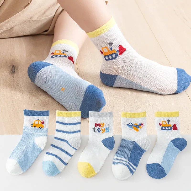 5 Pairs 1 To 12 Years Children's Socks 2022 Spring Summer Baby Boys