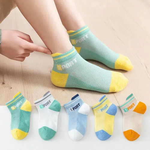 5 Pairs 1 To 12 Years Children's Socks 2022 Spring Summer Baby Boys