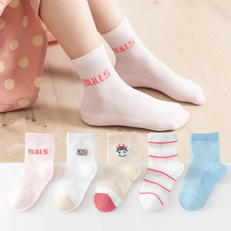 5 Pairs 1 To 12 Years Children's Socks 2022 Spring Summer Baby Boys