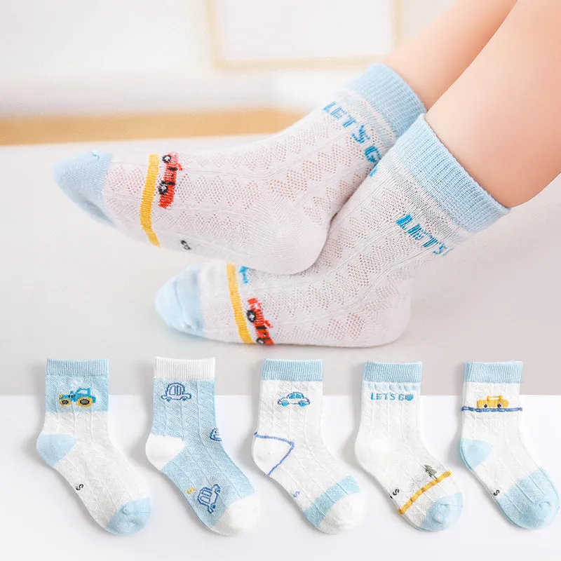 5 Pairs 1 To 12 Years Children's Socks 2022 Spring Summer Baby Boys