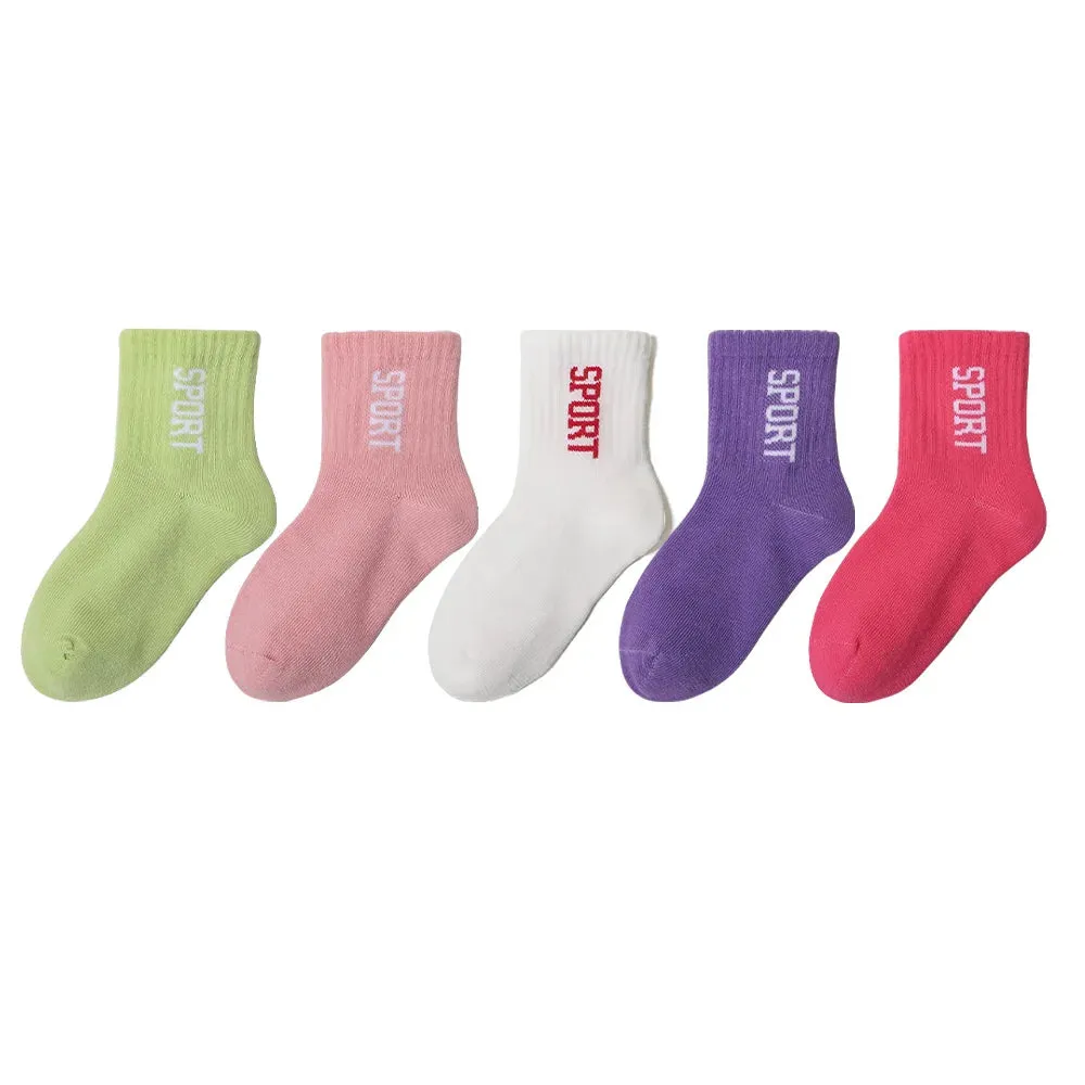 5 Pairs /Lot Baby Boy Girl Soft Boneless Combed Cotto Solid Color Sport Socks For Kids Breathable Toddler Warm Socks Miaoyoutong