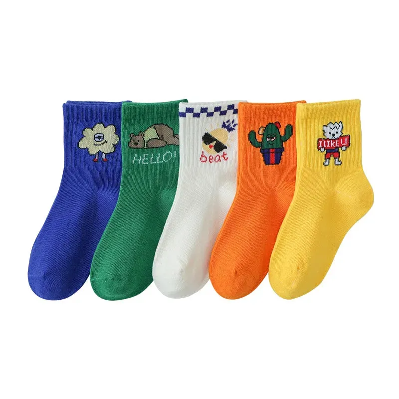 5 Pairs /Lot Baby Boy Girl Soft Boneless Combed Cotto Solid Color Sport Socks For Kids Breathable Toddler Warm Socks Miaoyoutong