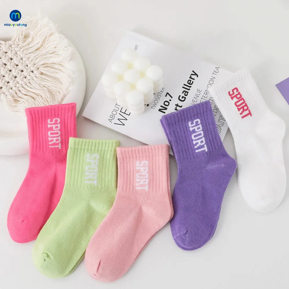 5 Pairs /Lot Baby Boy Girl Soft Boneless Combed Cotto Solid Color Sport Socks For Kids Breathable Toddler Warm Socks Miaoyoutong