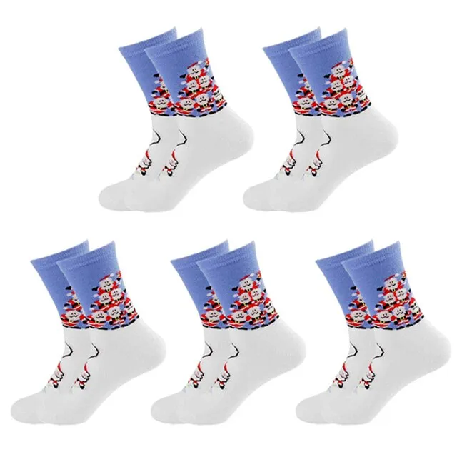 5 Pairs Men/Women Cotton Cartoon Christmas Socks Cute Santa Claus Elk Snow Funny Sock Happy Winter New Year Socks Christmas Gift