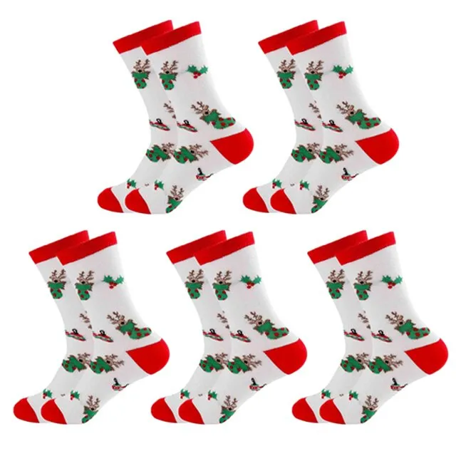 5 Pairs Men/Women Cotton Cartoon Christmas Socks Cute Santa Claus Elk Snow Funny Sock Happy Winter New Year Socks Christmas Gift