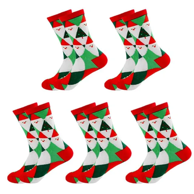 5 Pairs Men/Women Cotton Cartoon Christmas Socks Cute Santa Claus Elk Snow Funny Sock Happy Winter New Year Socks Christmas Gift