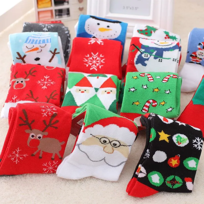 5 Pairs Men/Women Cotton Cartoon Christmas Socks Cute Santa Claus Elk Snow Funny Sock Happy Winter New Year Socks Christmas Gift