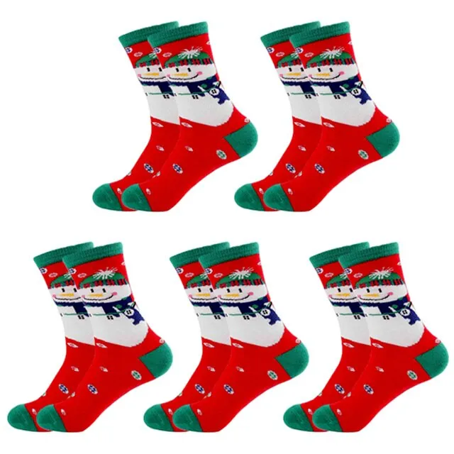 5 Pairs Men/Women Cotton Cartoon Christmas Socks Cute Santa Claus Elk Snow Funny Sock Happy Winter New Year Socks Christmas Gift