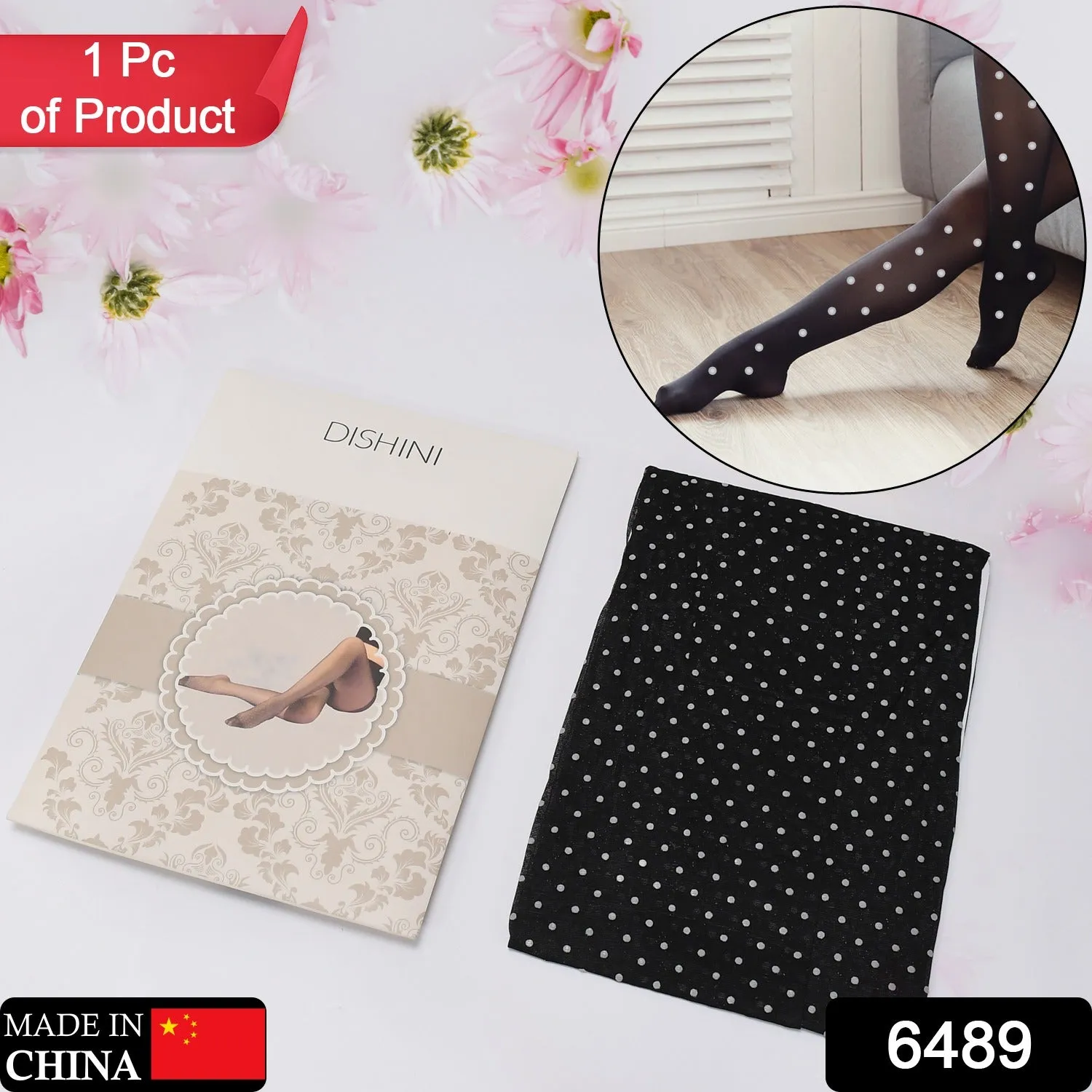 6489 Body Stocking Cloth White Dot Design Stocking Cloth With ELASTIC CLOTH , BEST SOFT MATERIAL CLOTH