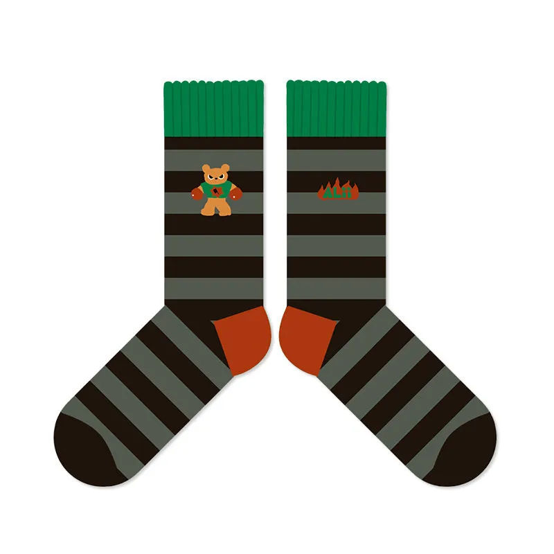 Beligogo 4 Stylish & Comfy Bear Crew Socks for Youth