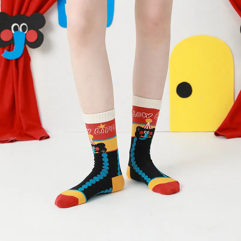 Beligogo 5-Pack Adorable Elephant Crew Socks: Soft, Breathable Socks for Stylish Men & Women