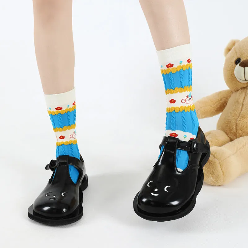 Beligogo Colorful Patterned Crew Socks for Women Spring Collection