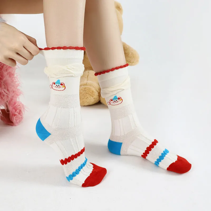 Beligogo Colorful Patterned Crew Socks for Women Spring Collection