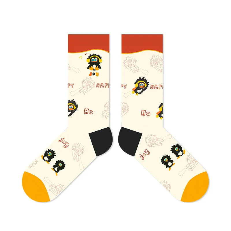 Beligogo Crazy Penguin Crew Socks: Soft, Breathable Socks with Non-Slip Grip for Men & Women