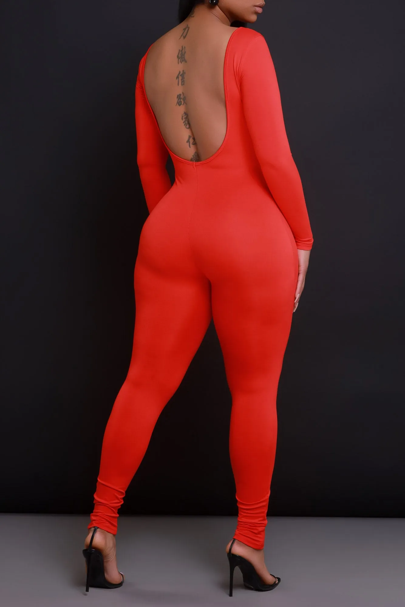 Big Reveal Open Back Jumpsuit - Red