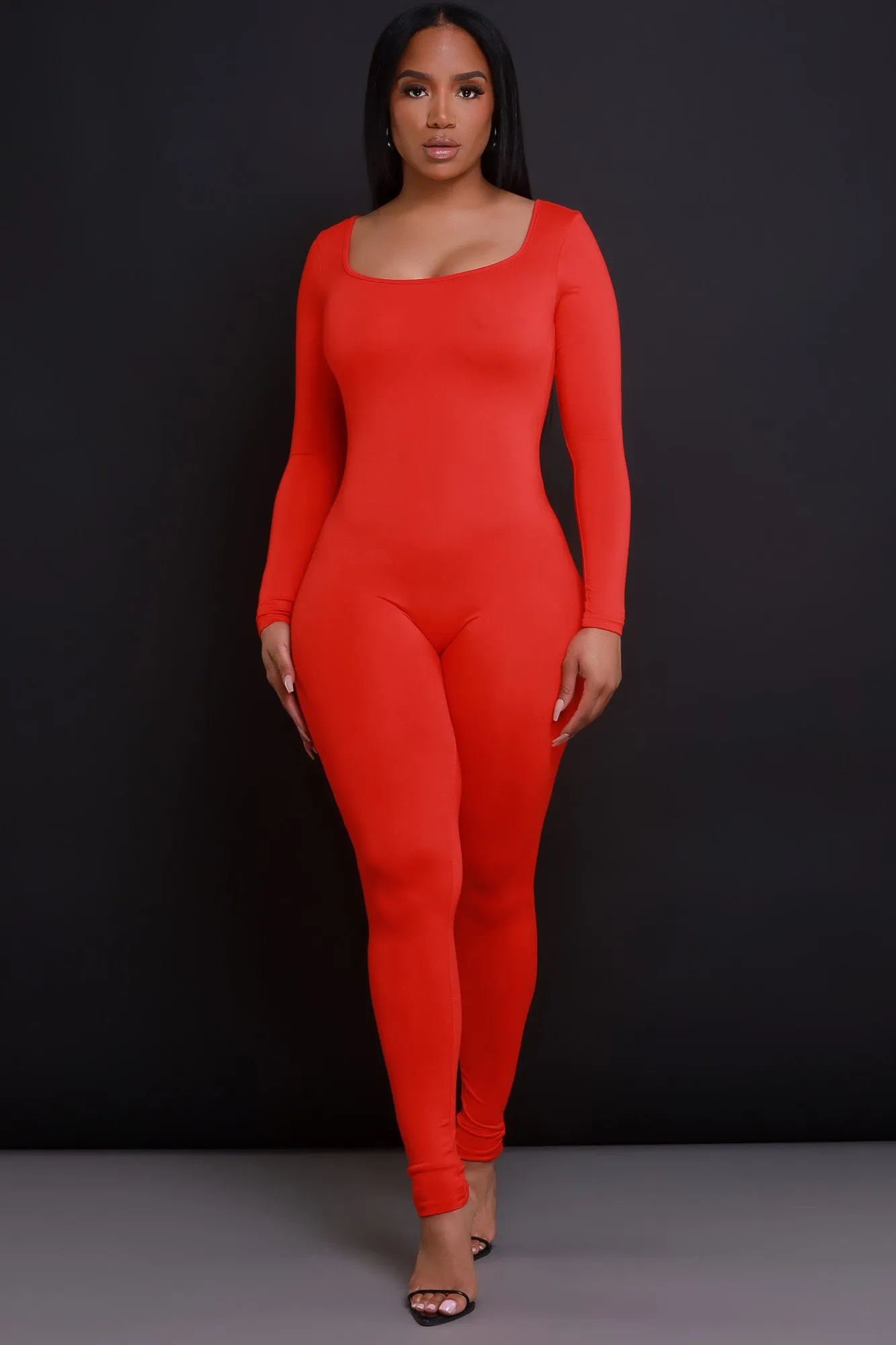 Big Reveal Open Back Jumpsuit - Red