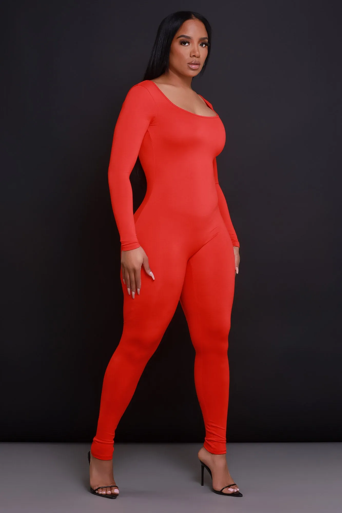 Big Reveal Open Back Jumpsuit - Red