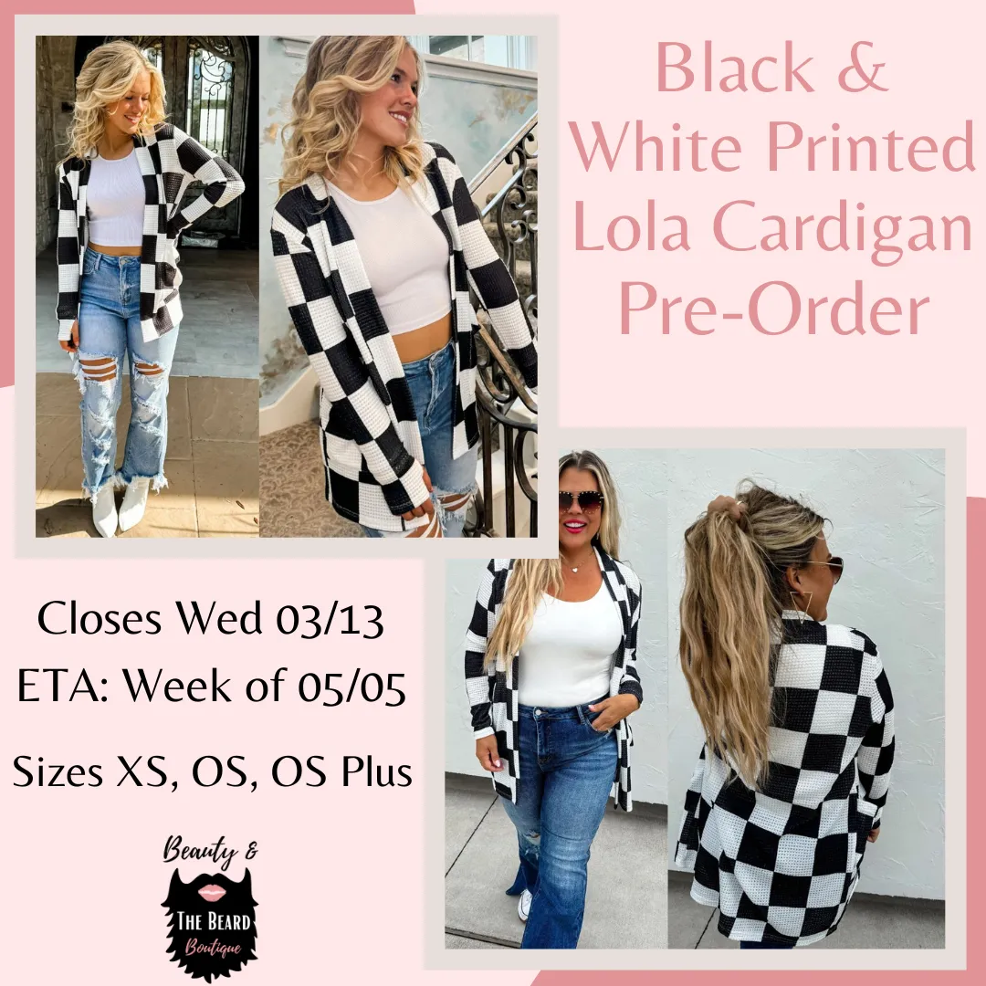 Black & White Printed Lola Cardigan Pre-Order