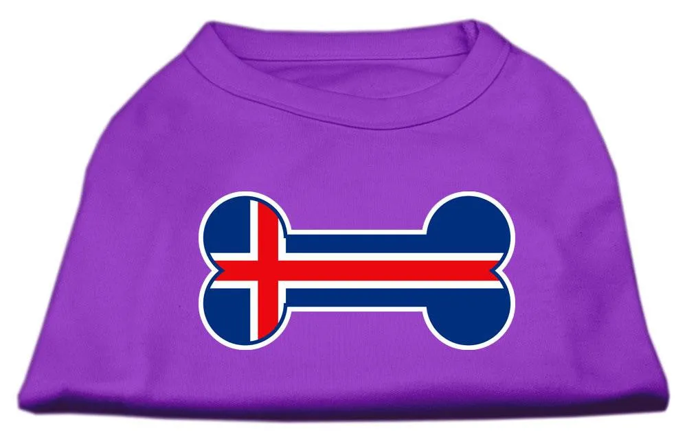 Bone Shaped Iceland Flag Screen Print Shirts Purple XXL (18)