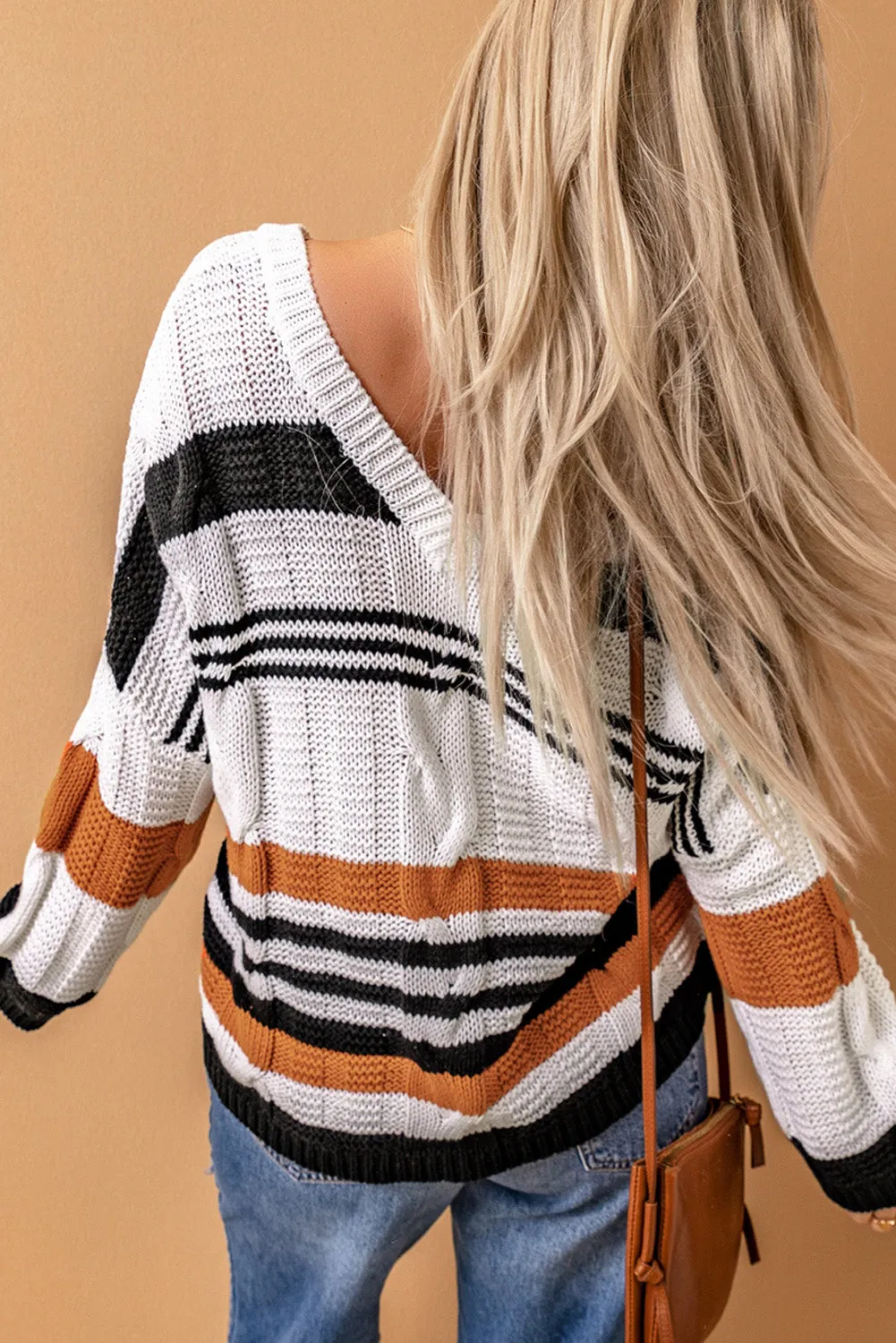 Cable Knit V-Neck Sweater