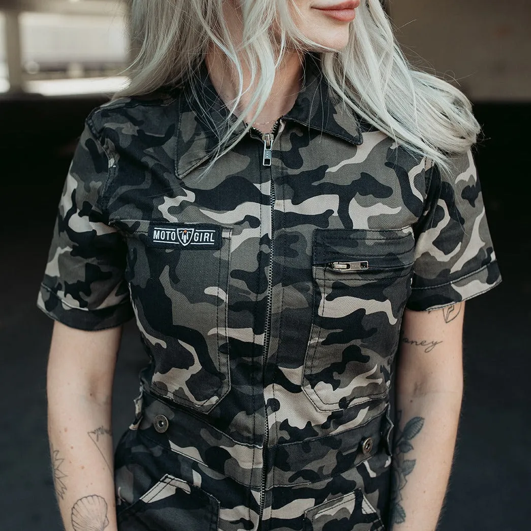 Camo Short Sleeve Jumpsuit