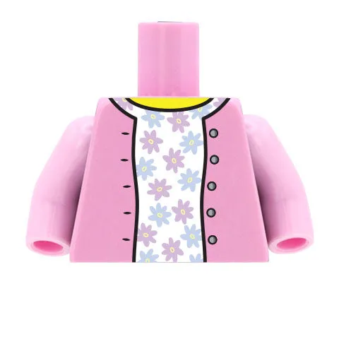 Cardigan over Flowery Top - Custom Design Minifigure Torso