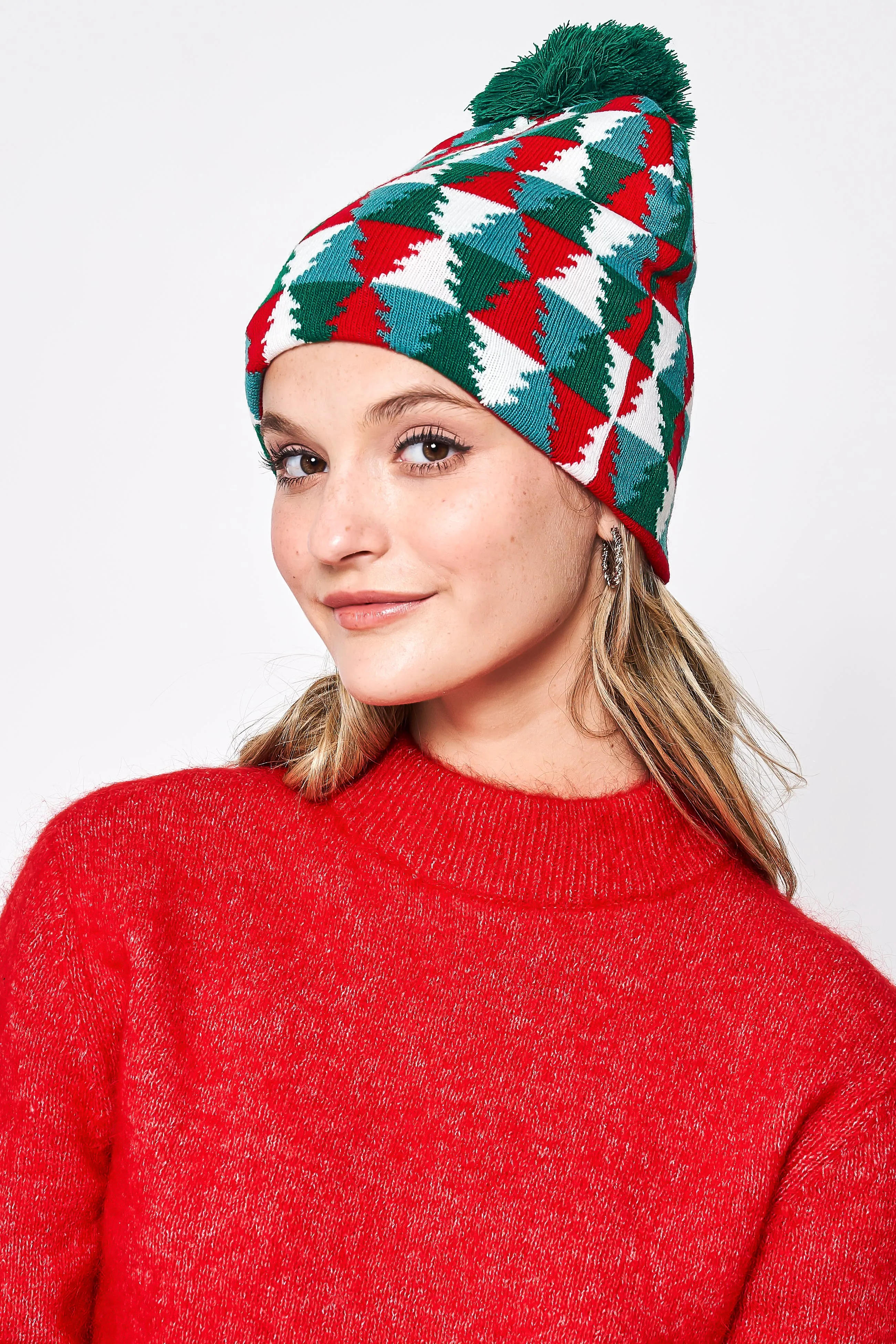 Christmas Tree Holiday Pom Beanie