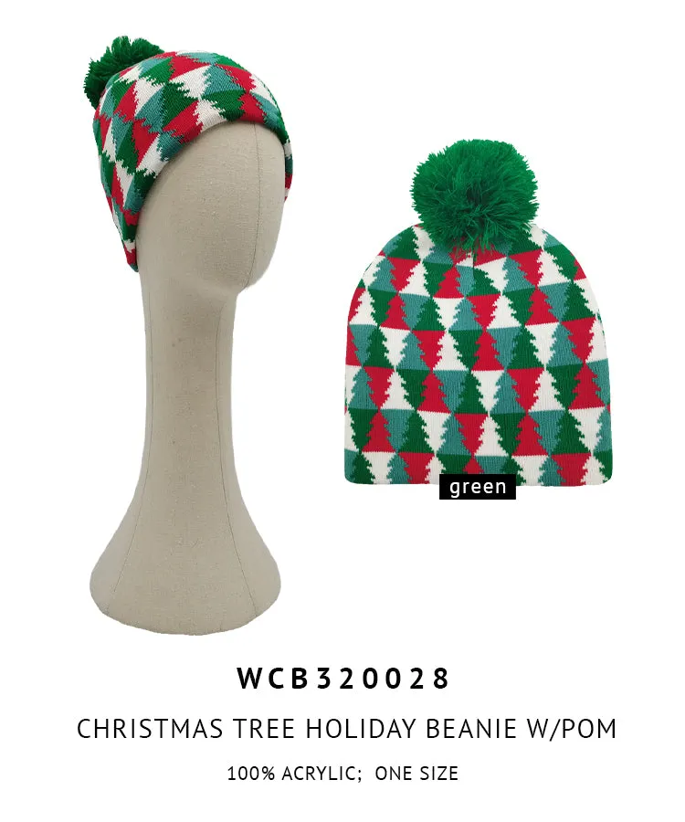 Christmas Tree Holiday Pom Beanie