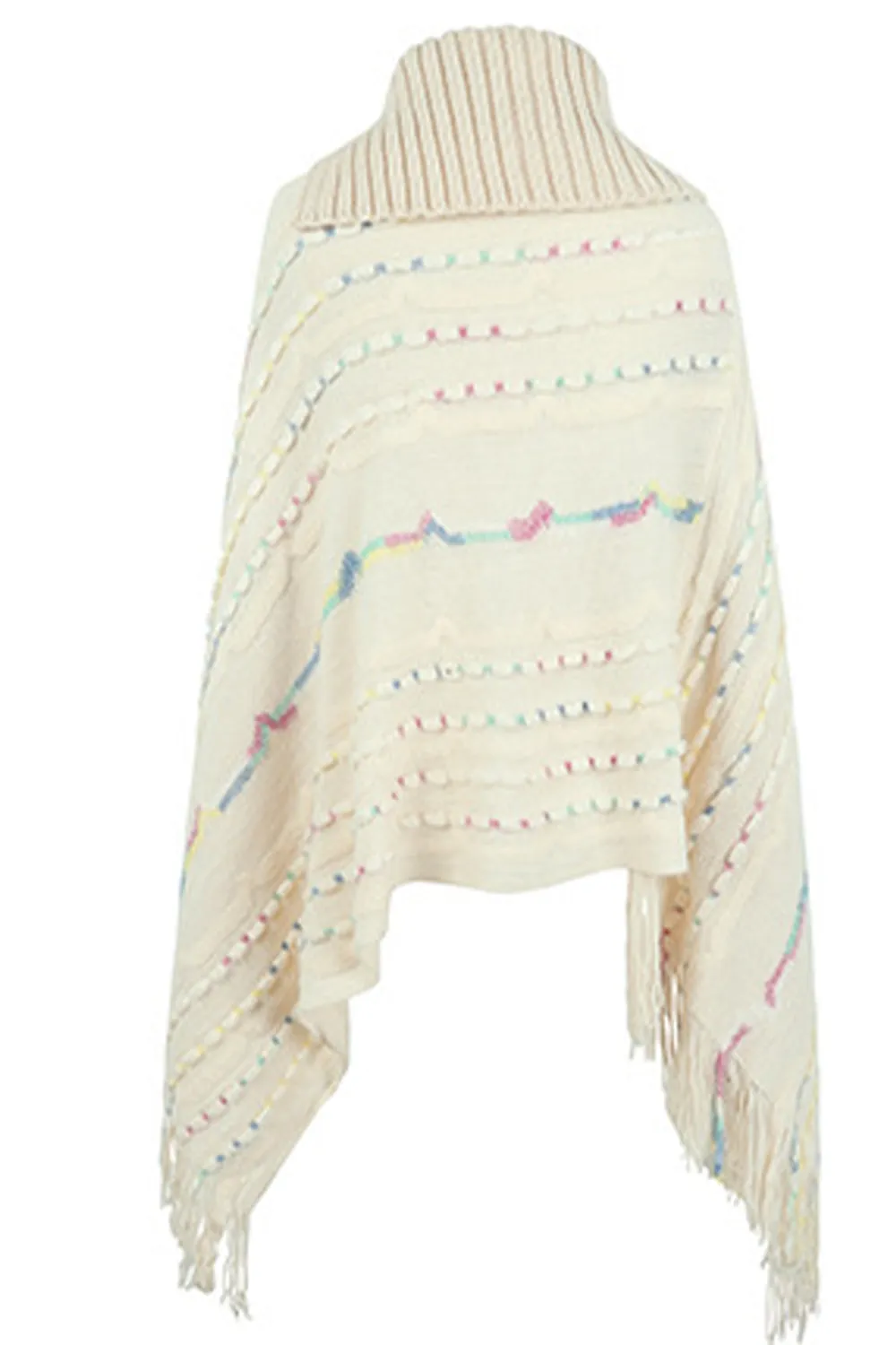 Cloak Sleeve Fringe Detail Poncho