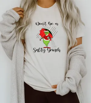 Comfortable Crew Neck Tee with Dont Be a Salty Grinch Christmas Theme