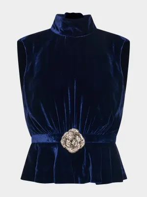 Fleur Velvet Top in Navy Crystalrose