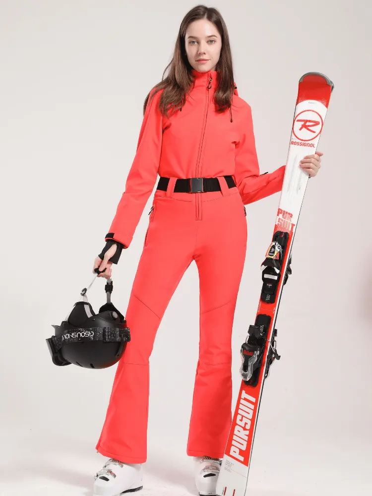 Gsou Snow Belted Flare Slim Ski Jumpsuit - Women's