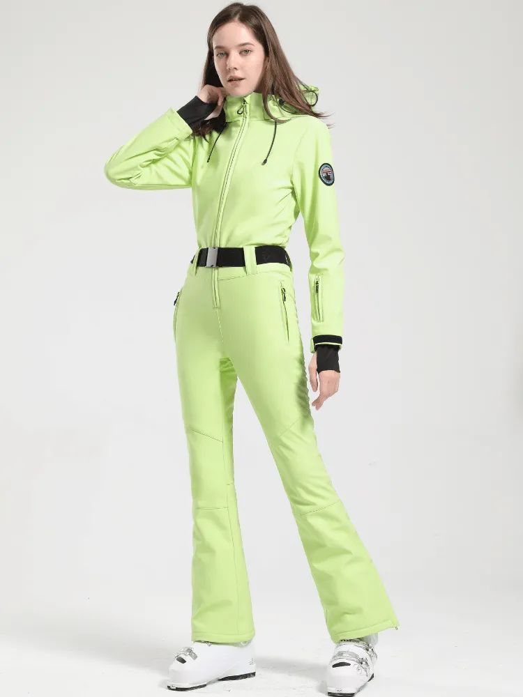 Gsou Snow Belted Flare Slim Ski Jumpsuit - Women's