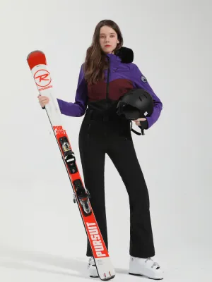 Gsou Snow Colorblock Fur Slim Ski Jumpsuit - Women's