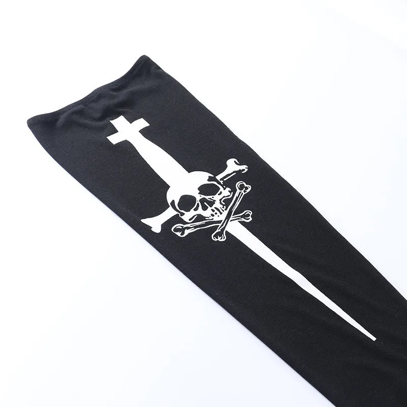 Halloween Skull Over The Knee Stockings Women's Clothing