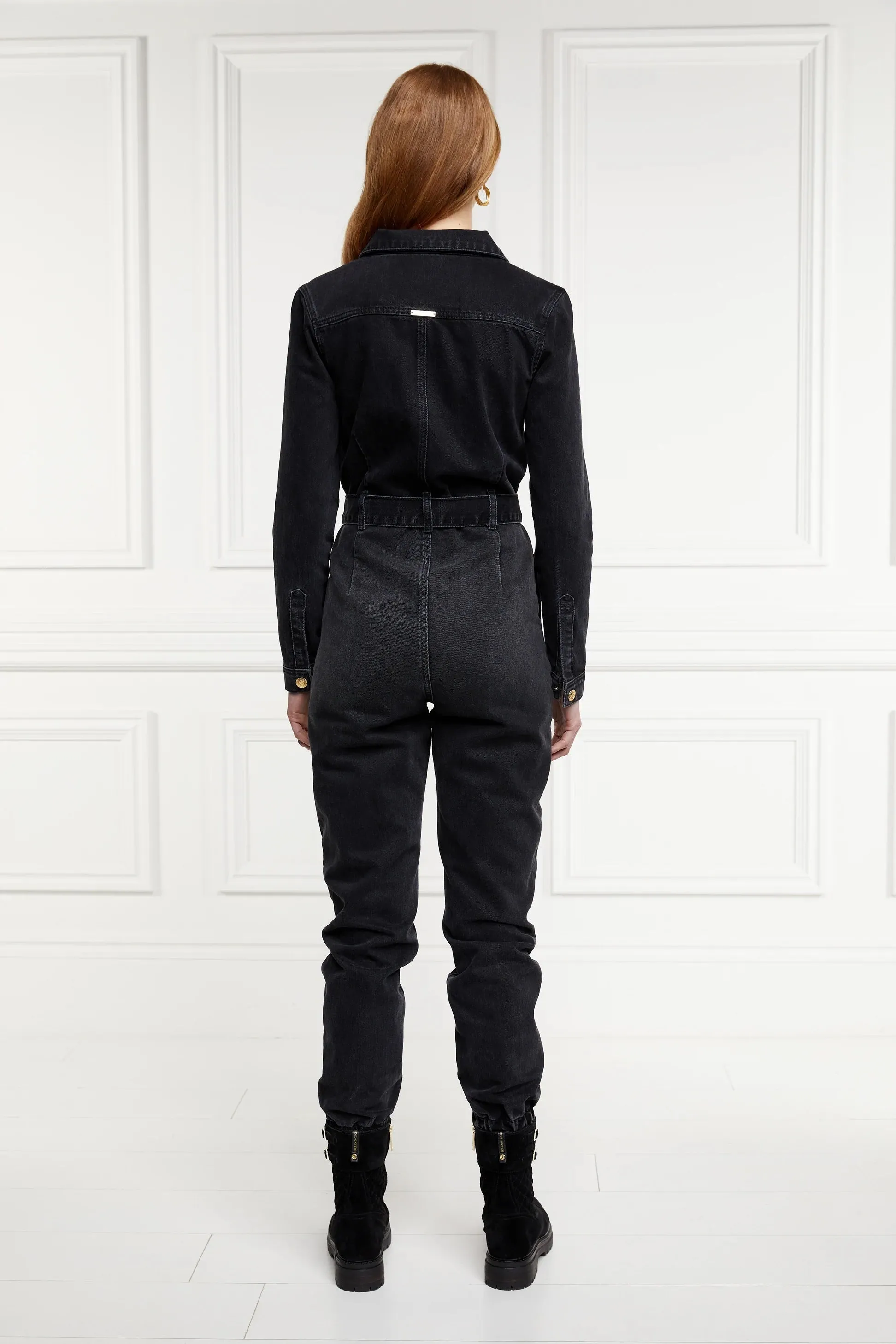 Holland Cooper Denim Jumpsuit in Washed Black