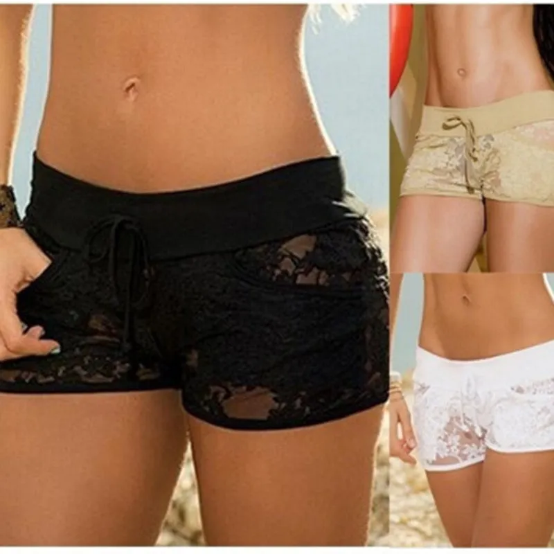 Hot Selling Sexy Women Lace Hollow Out Shorts Summer Elastic Waist Panty Sexy Control shorts Exotic Boyshorts