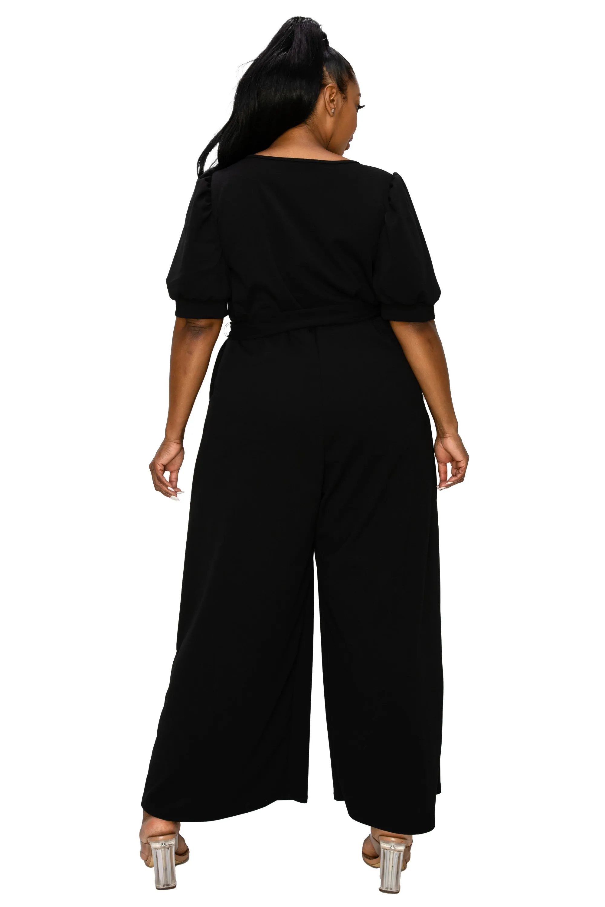 Iris Surplice Belted Pocket Jumpsuit