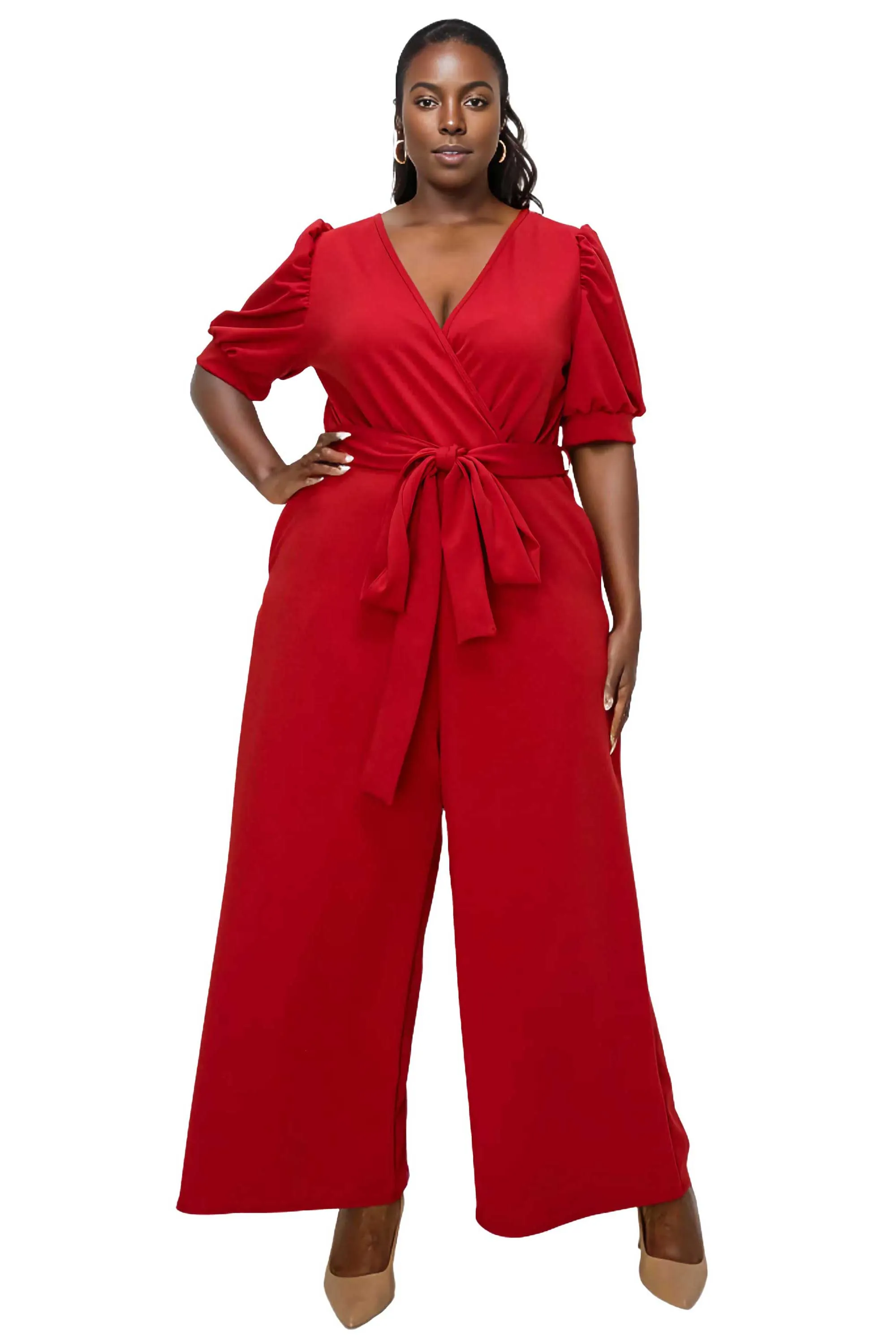 Iris Surplice Belted Pocket Jumpsuit