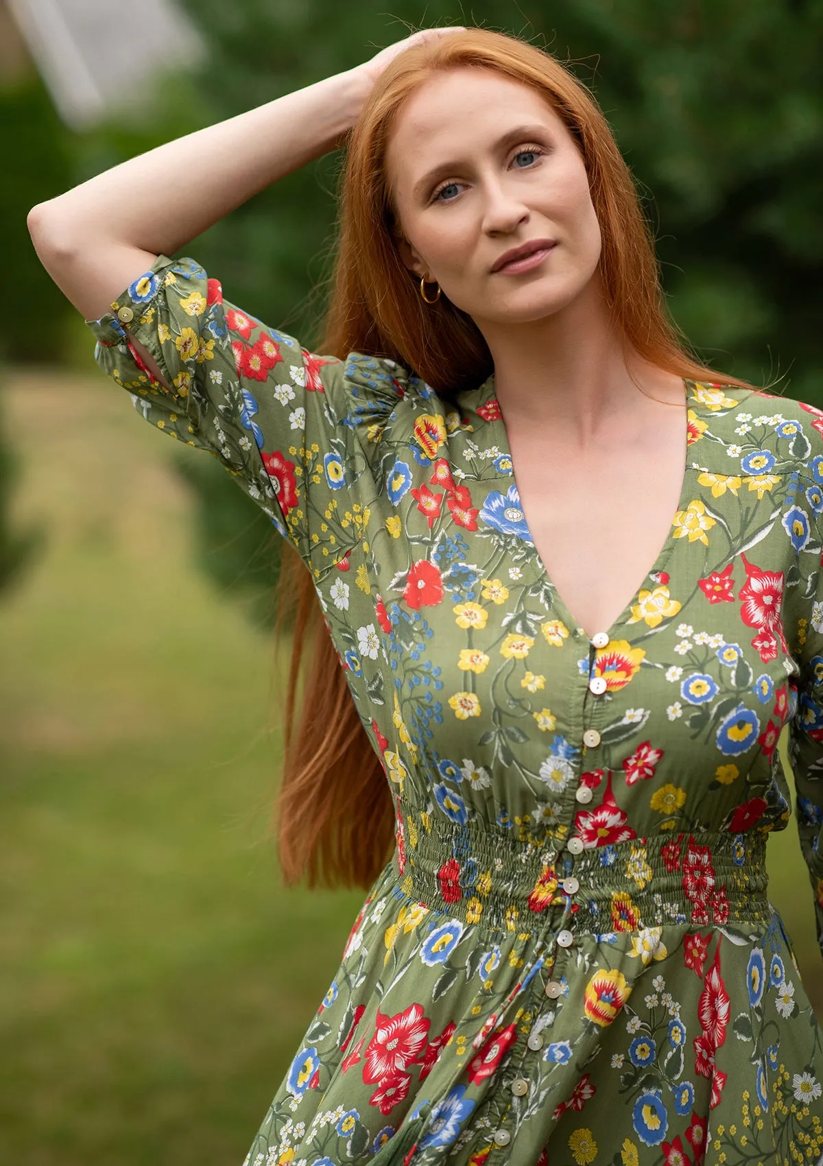 Isabella Mix Flowers Green Dress