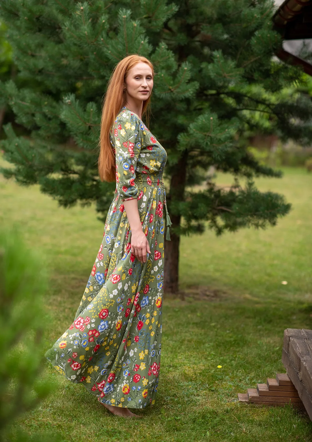 Isabella Mix Flowers Green Dress