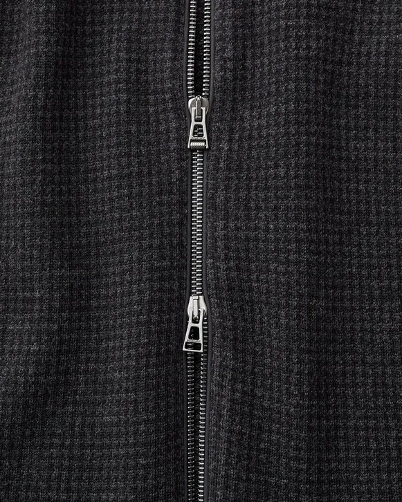 kelby zip cardigan Houndstooth Merino Wool - Charcoal