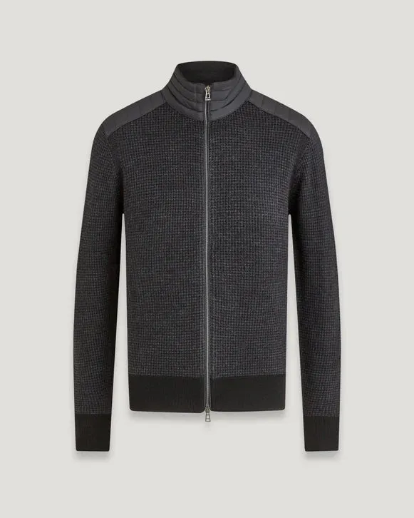 kelby zip cardigan Houndstooth Merino Wool - Charcoal