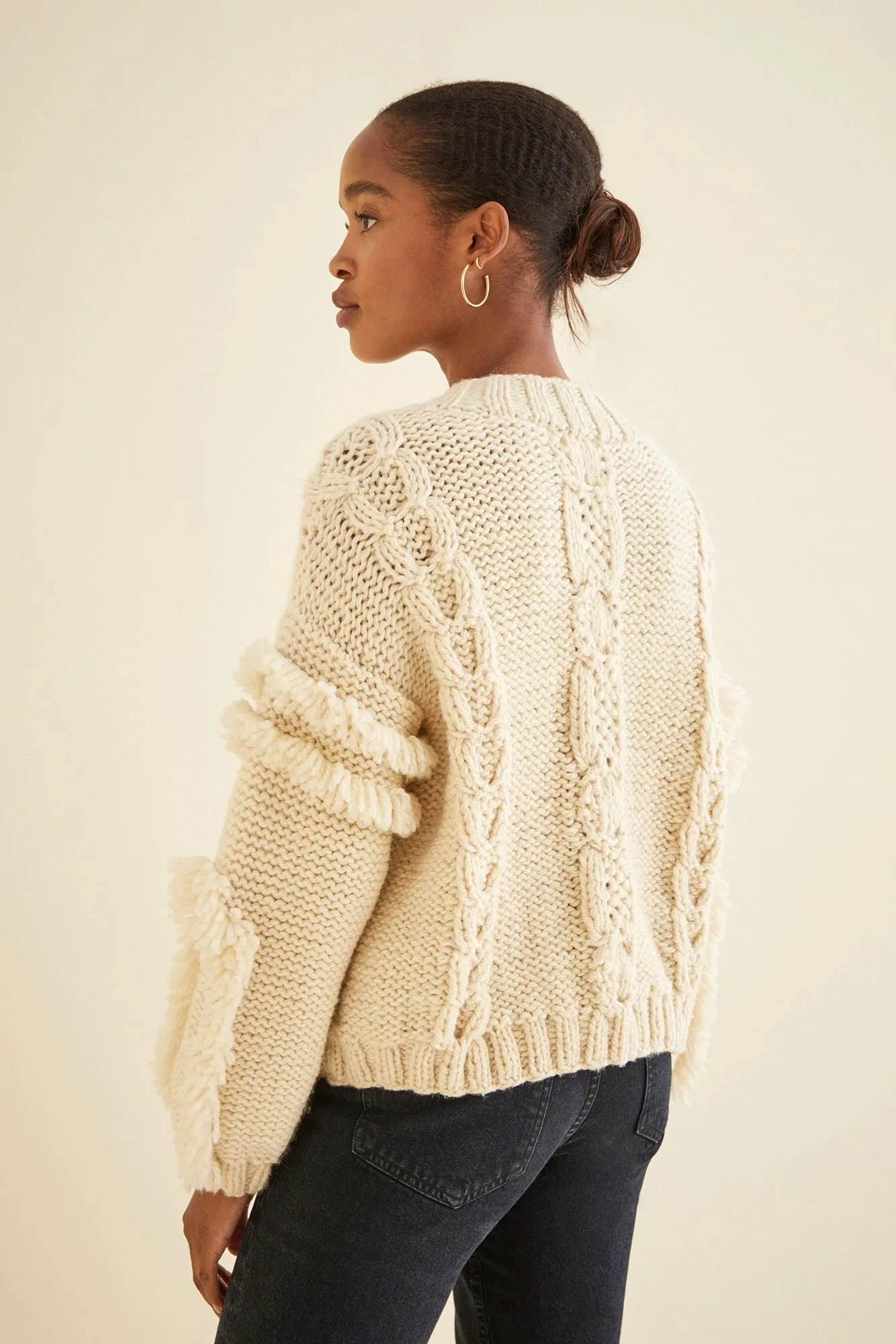 Kordal Cable Knit Fringe Sweater