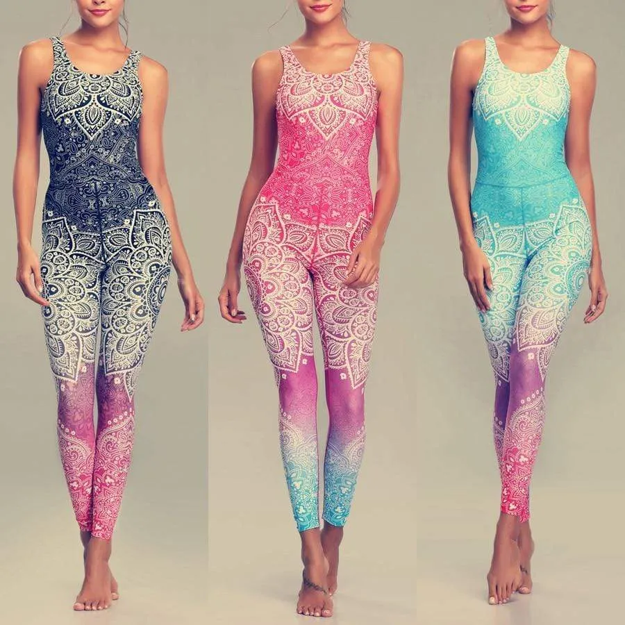 Mandala Print One Piece Yoga Jumpsuit