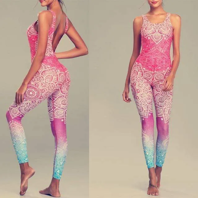 Mandala Print One Piece Yoga Jumpsuit